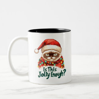 2 Couleurs Tasse de Noël drôle de chat grincheux Cadeau