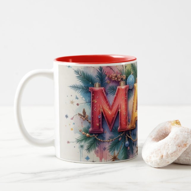 2 Couleurs Tasse de Noël Maman (Avec donut)