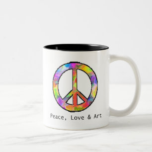 2 Couleurs Tasse de paix, d'amour et d'art