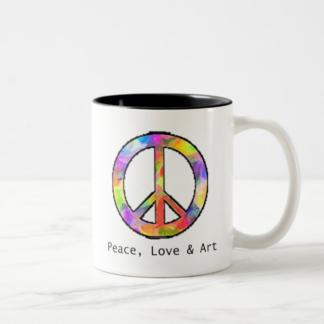 2 Couleurs Tasse de paix, d'amour et d'art (Droit)
