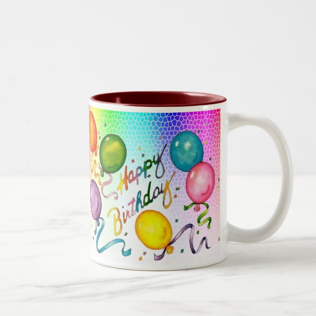 2 Couleurs Tasse de partie de joyeux anniversaire (Droit)