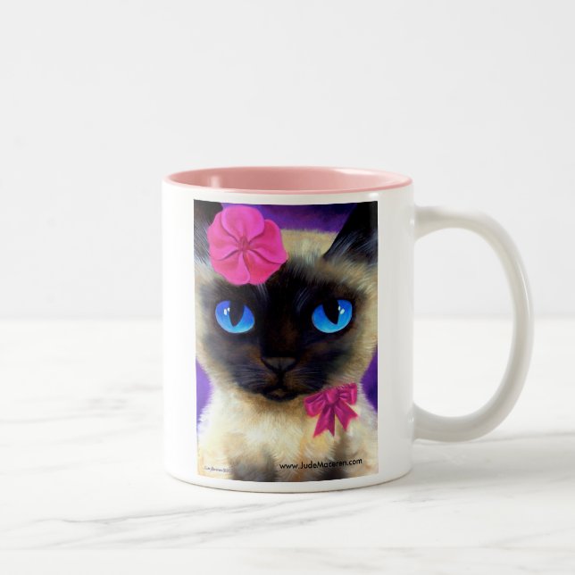 2 Couleurs Tasse de peinture de chat siamois - 155 charmant (Droit)