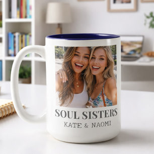 2 Couleurs Tasse de photo personnalisée Sœurs de l'âme BFF