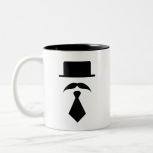 2 Couleurs Tasse de pictogramme de moustache et de cravate