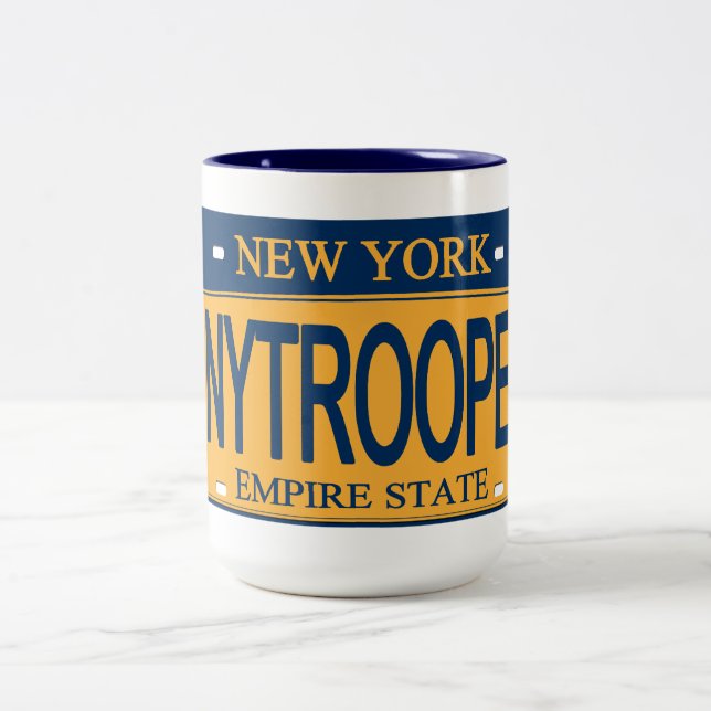 2 Couleurs Tasse de plaque d'immatriculation NY TROOPER NY (Centre)