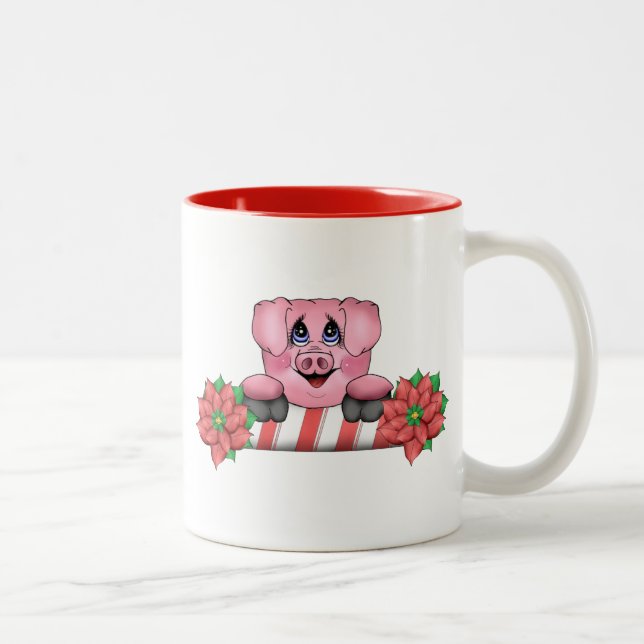 2 Couleurs Tasse de porc de Noël (Droit)
