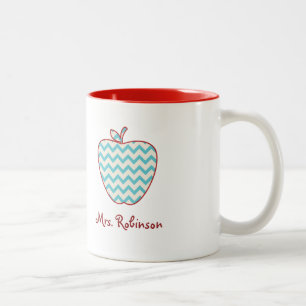 2 Couleurs Tasse de professeur de Chevron Apple d'Aqua