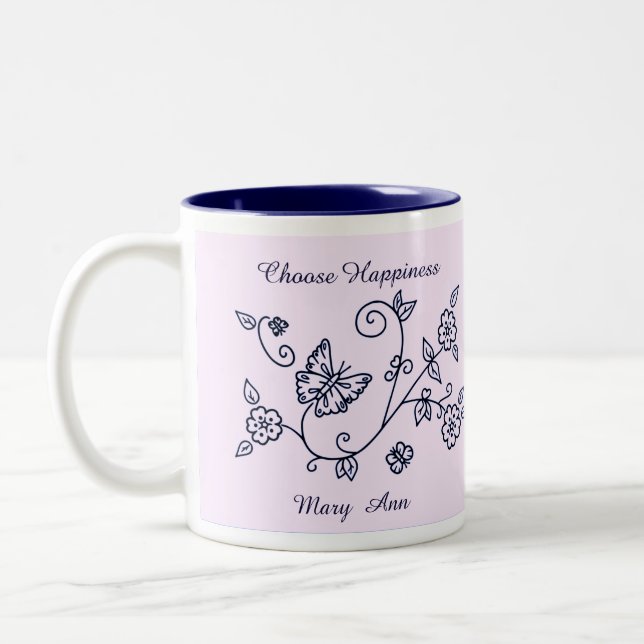 2 Couleurs Tasse de rappel Papillon Rose (Gauche)