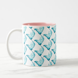 2 Couleurs Tasse de rayon de Manta, cadeau orienté d'océan