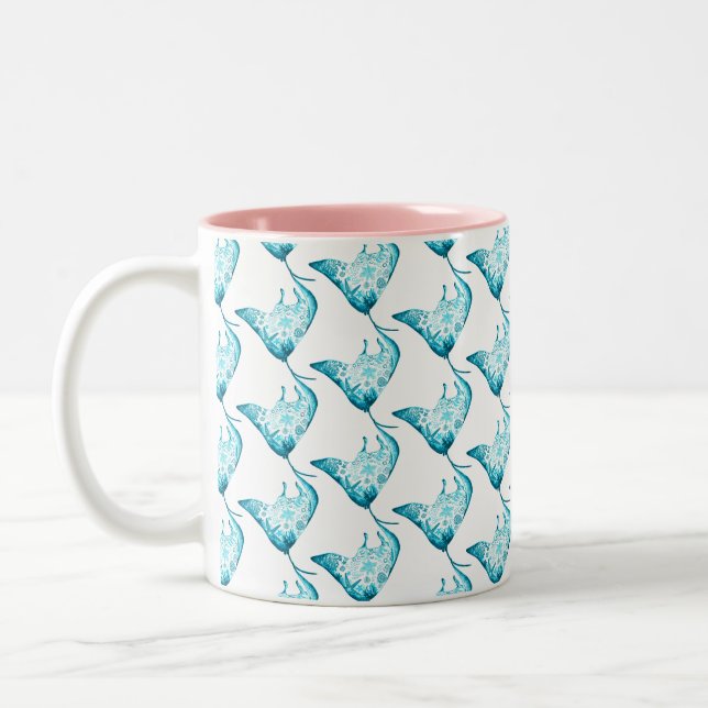 2 Couleurs Tasse de rayon de Manta, cadeau orienté d'océan (Gauche)