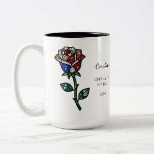 2 Couleurs Tasse de retraite personnalisée avec rose en verre