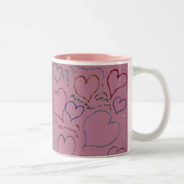 2 Couleurs Tasse de scintillement de coeurs (Droit)