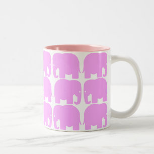 2 Couleurs Tasse de silhouette d'éléphants roses
