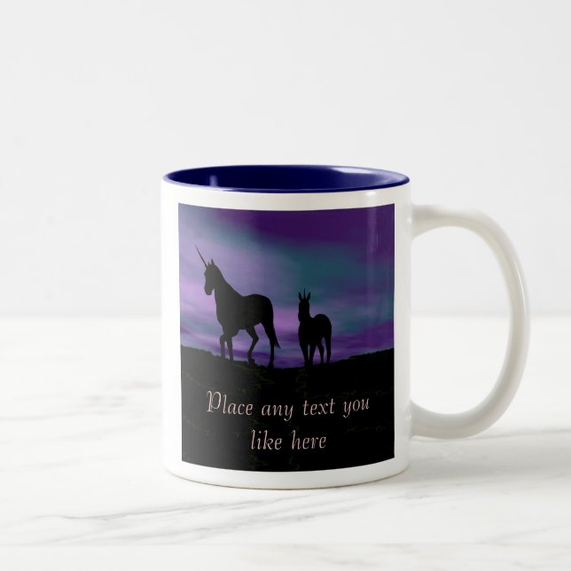 2 Couleurs Tasse de Siluet de licornes (Droit)