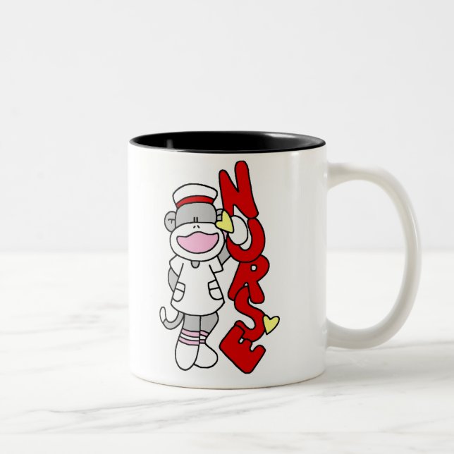2 Couleurs Tasse de singe de chaussette d'INFIRMIÈRE (Droit)