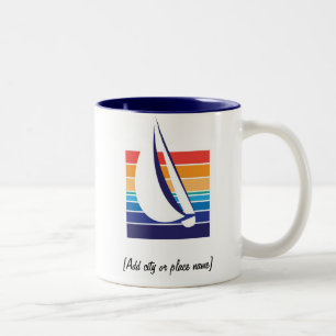 2 Couleurs Tasse de Square_Namedrop de couleur de bateau