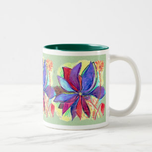 2 Couleurs Tasse de Starflower sur l'arrière - plan vert