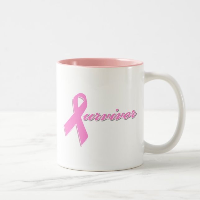 2 Couleurs Tasse de survivant de cancer du sein (Droit)