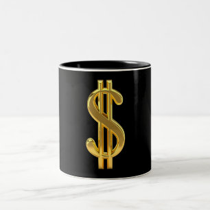 2 Couleurs Tasse de symbole dollar d'or