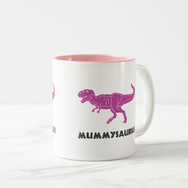 2 Couleurs Tasse de tasse de dinosaure de MUMMYSAURUS T-rex (Devant droit)