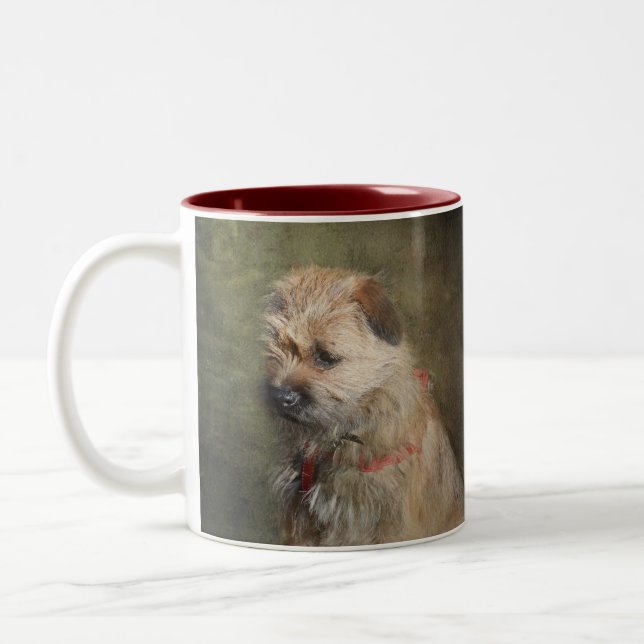 2 Couleurs Tasse de Terrier de frontière (Gauche)