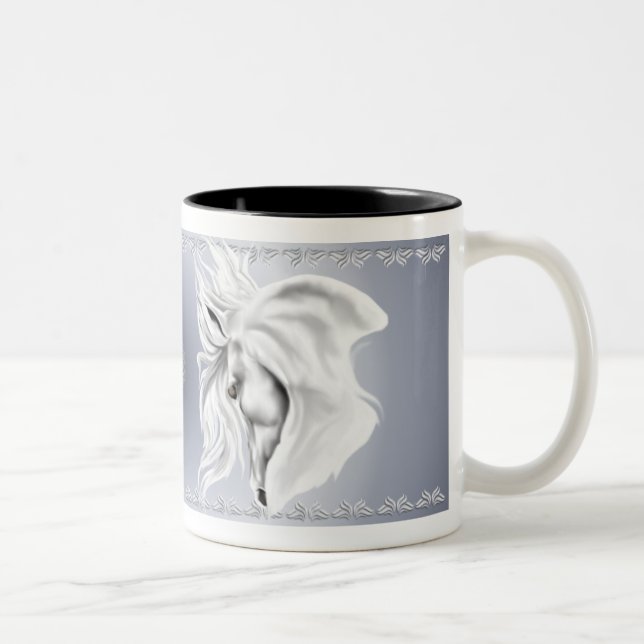 2 Couleurs Tasse de tête de cheval blanc (Droit)