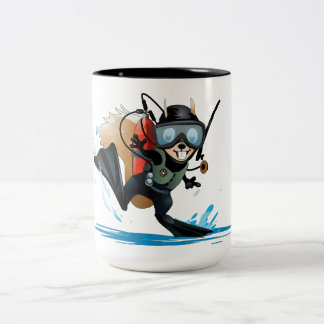 2 Couleurs tasse de ton de l'écureuil deux de plongée à l'air