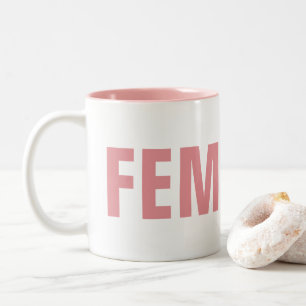 2 Couleurs Tasse de ton du FÉMINISTE deux : Rose et blanc