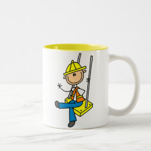 2 Couleurs Tasse de travailleur du bâtiment sur gratte-ciel