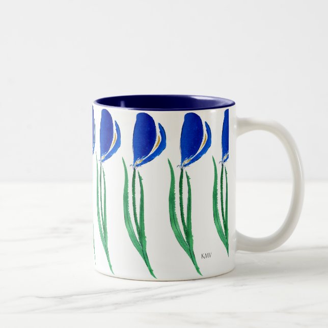 2 Couleurs Tasse de tulipes bleues (Droit)