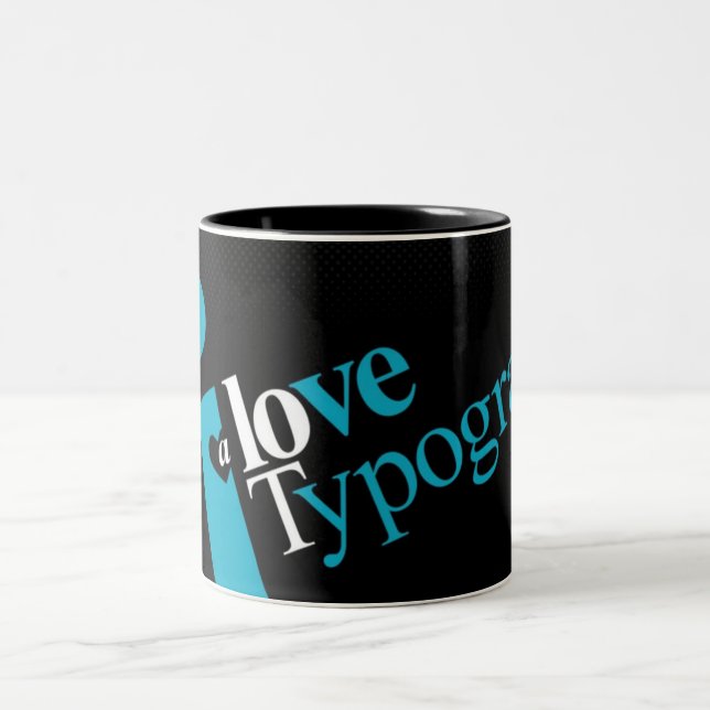 2 Couleurs Tasse de typographie d'amour (Centre)
