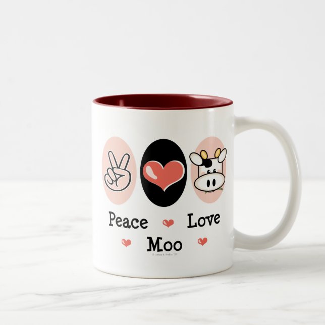 2 Couleurs Tasse de vache à MOO d'amour de paix (Droit)