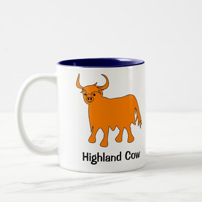 2 Couleurs Tasse de vache écossaise Highland avec slogan (Gauche)