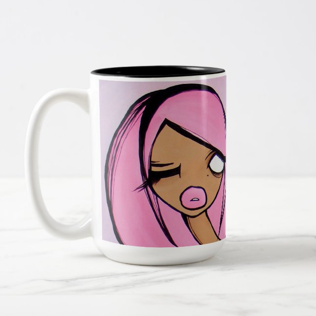2 Couleurs Tasse "de vendredi rose", noire (Gauche)