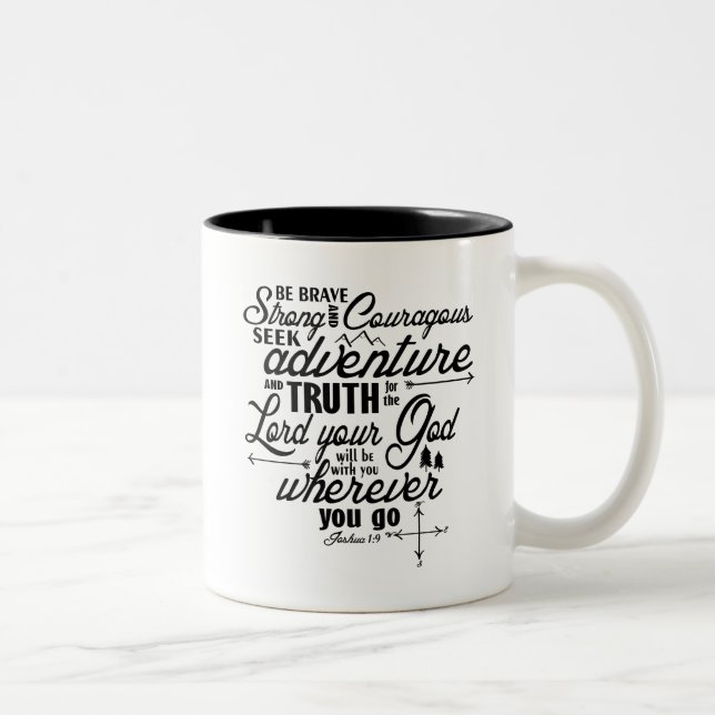 2 Couleurs Tasse de vers de bible de 1:9 de Joshua (Droit)