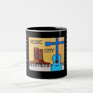 2 COULEURS TASSE DE VILLE DE MUSIQUE