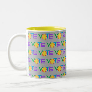 2 Couleurs Tasse de vote Soleil / Amusez-vous GOTV / Votez av