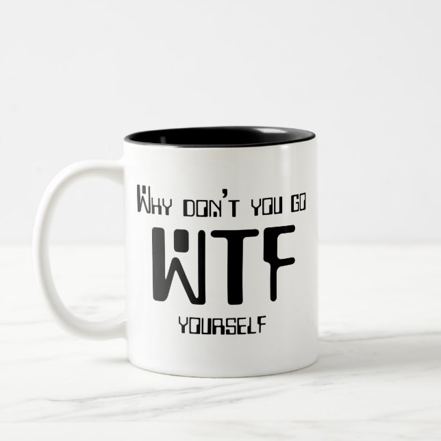 2 Couleurs Tasse de WTF - b&w de deux tons (Gauche)