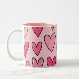 2 Couleurs Tasse débordante de cœur rose | Rose