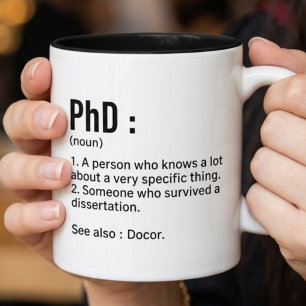 2 Couleurs Tasse Définition de Doctorat Cadeau Drôle de Diplô