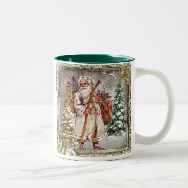 2 Couleurs Tasse démodée de Père Noël (Droit)
