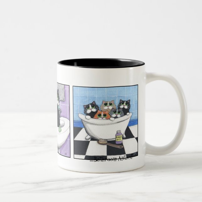 2 Couleurs Tasse des singeries #1 de salle de bains (Droit)