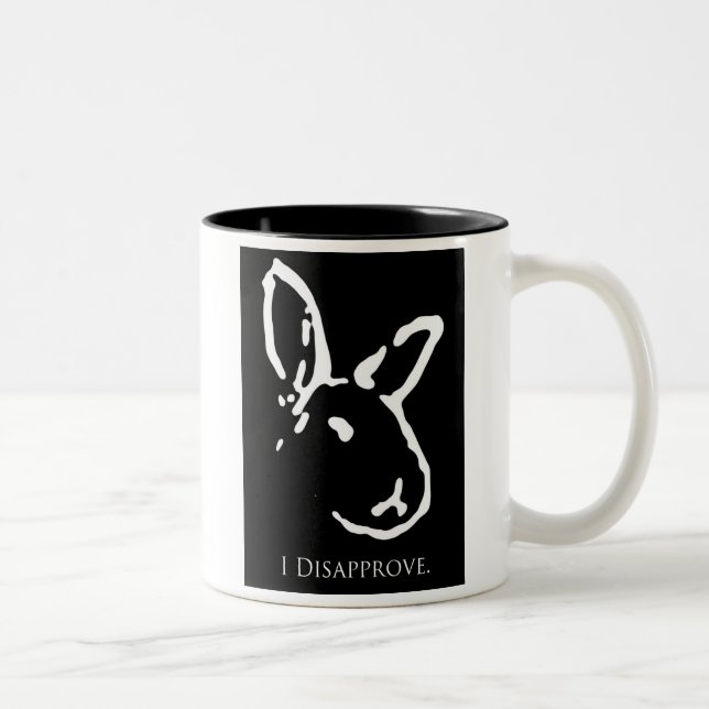 2 Couleurs Tasse désapprobatrice noire de lapins (Droit)