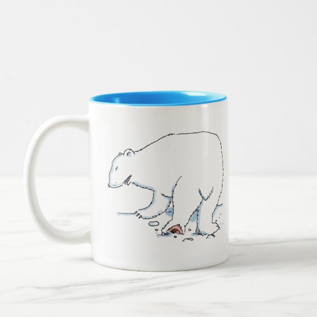 2 Couleurs Tasse deux tons ours polaire bleu (Gauche)
