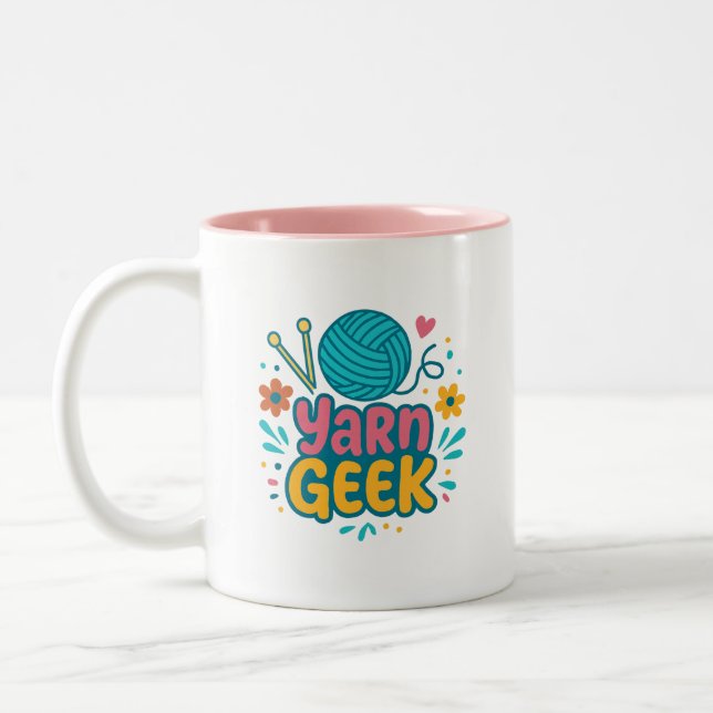 2 Couleurs Tasse Deux Tons Yarn Geek Tricot (Gauche)