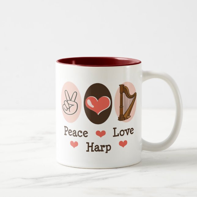 2 Couleurs Tasse d'harpe d'amour de paix (Droit)