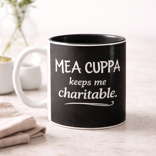 2 Couleurs Tasse d'humour catholique Mea Cuppa Keeps Me Chari (Créateur téléchargé)