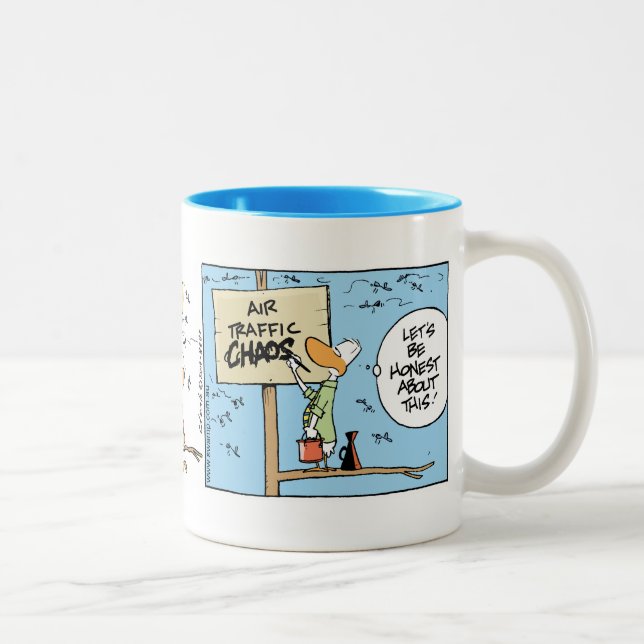 2 Couleurs Tasse d'humour d'aviation de chaos de trafic (Droit)