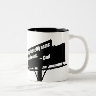 2 Couleurs Tasse Dieu dit arrêtez-le panneau d'affichage