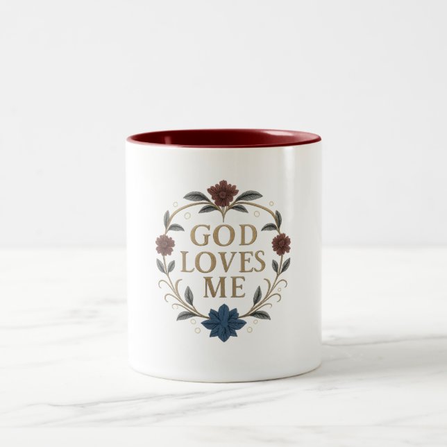 2 Couleurs Tasse - Dieu m'aime (Centre)